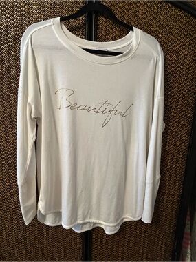 new directions White Long-Sleeve Top with Metallic Script